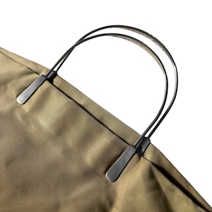 PRADA metal handle beige-khaki nylon hand bag