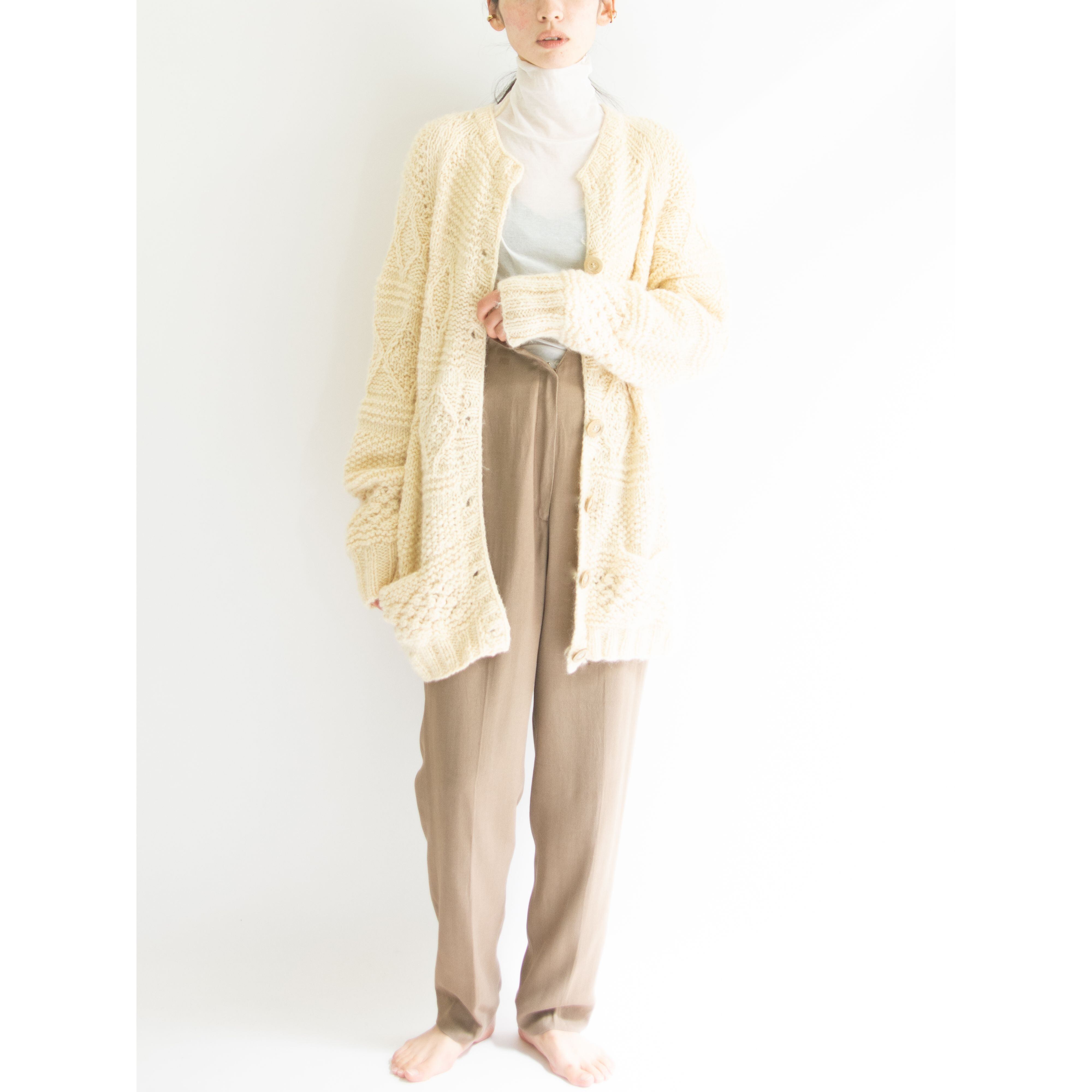 【GRIGORPOPULOS PETROS】Made in Greece 70-80's Wool Hand Knit Cardigan(ギリシャ製 ハンドニットウールカーディガン)