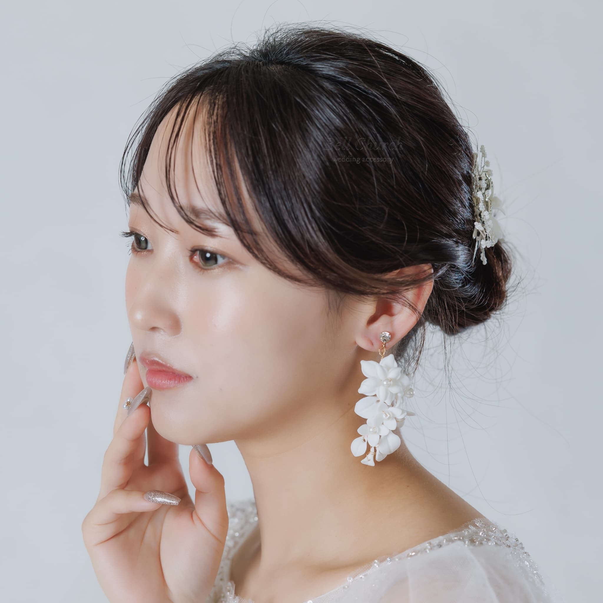 ウエディングピアス イヤリング｜パール ビジュー｜お花 フラワー