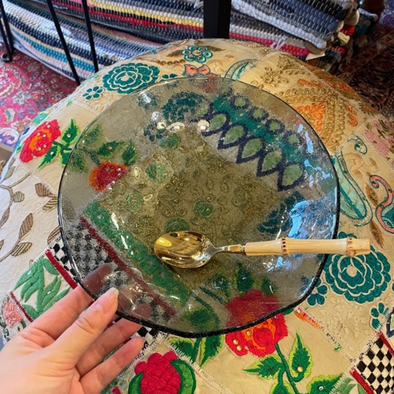 Turkey Organic Glass Bowl M  2color clear black / トルコ製 ガラス ボウル M 全2色 クリア ブラック ガラス食器 透明感 サラダボウル ニュアンス すりガラス風 キッチン雑貨 皿 食器 ギフト プレゼント