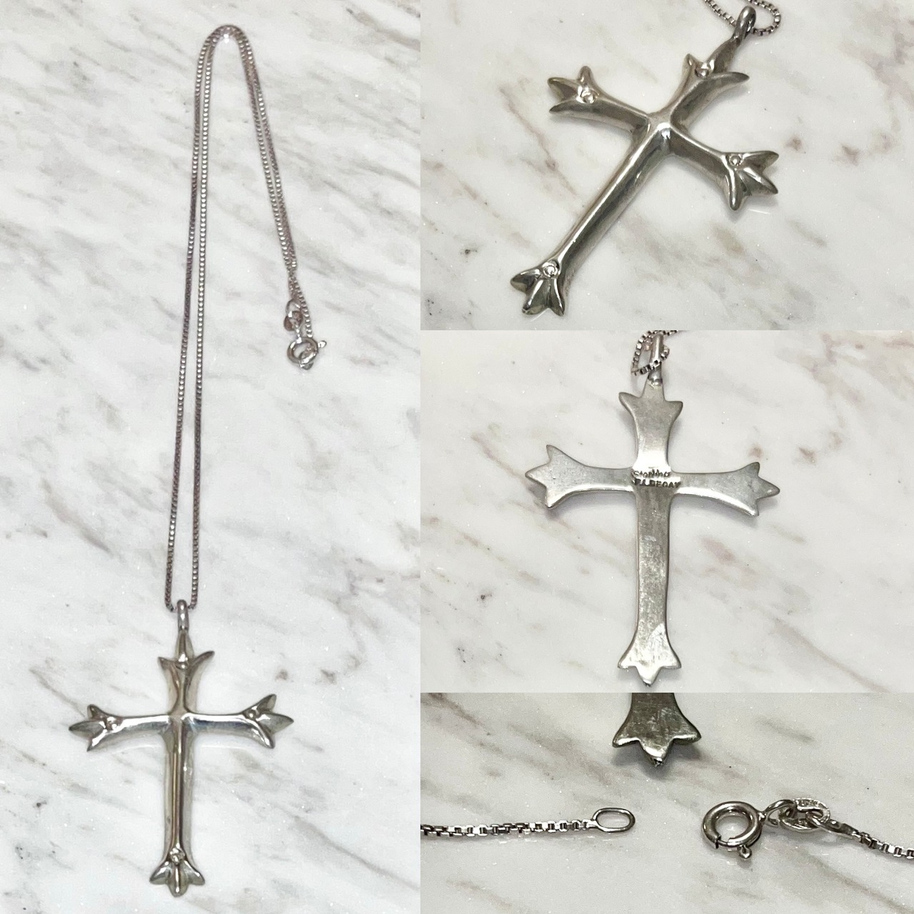 navajo silver cross pendant necklace (10.0g)