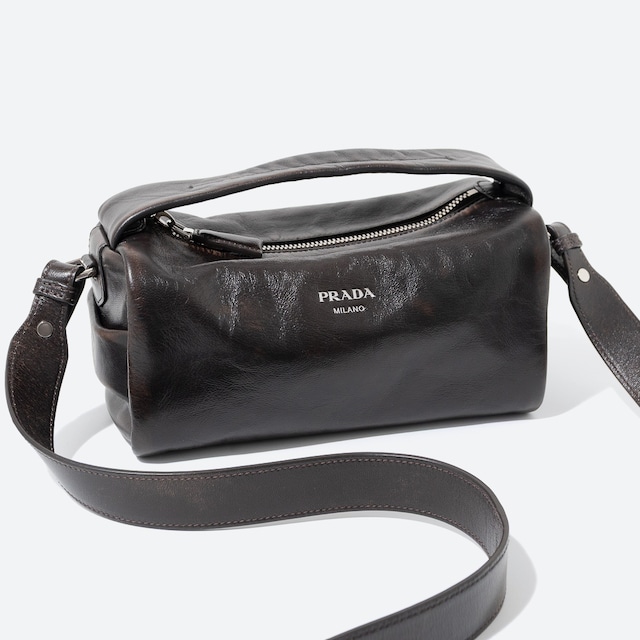 PRADA ナッパレザー ショルダーバッグ ダークブラウン