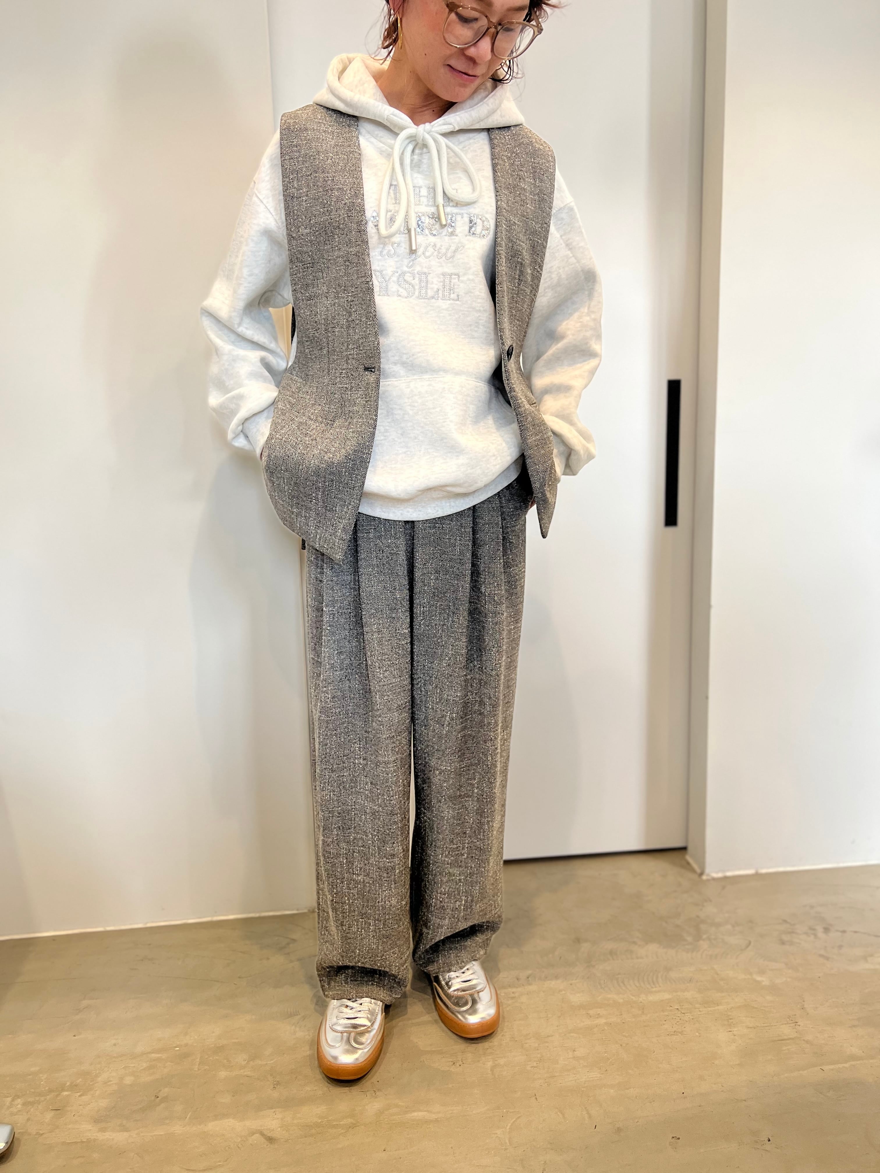 【PASSIONE】セットアップ可　ツイードライクジレ 536402