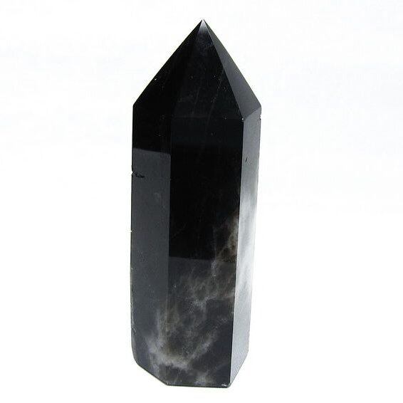 モリオン ポイント 六角柱 黒水晶 置物 一点物 152-4265