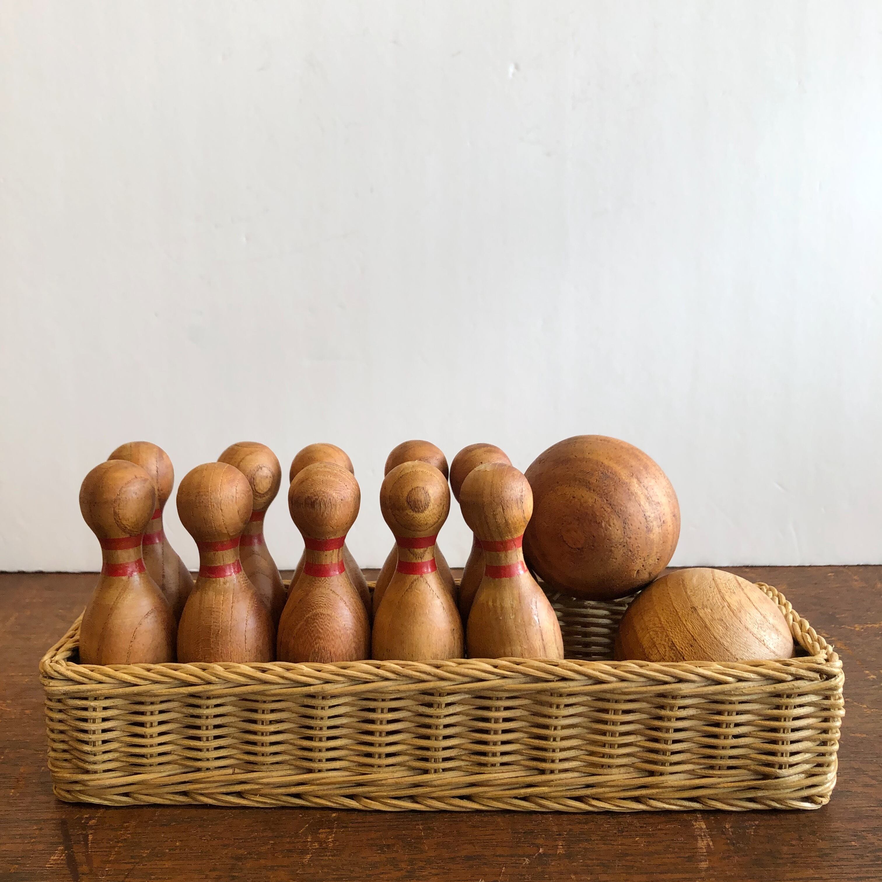 ボーリングゲーム　木製　アンティーク 昭和34年 レトロな木製ボウリングゲーム （昭和玩具・なつかしい