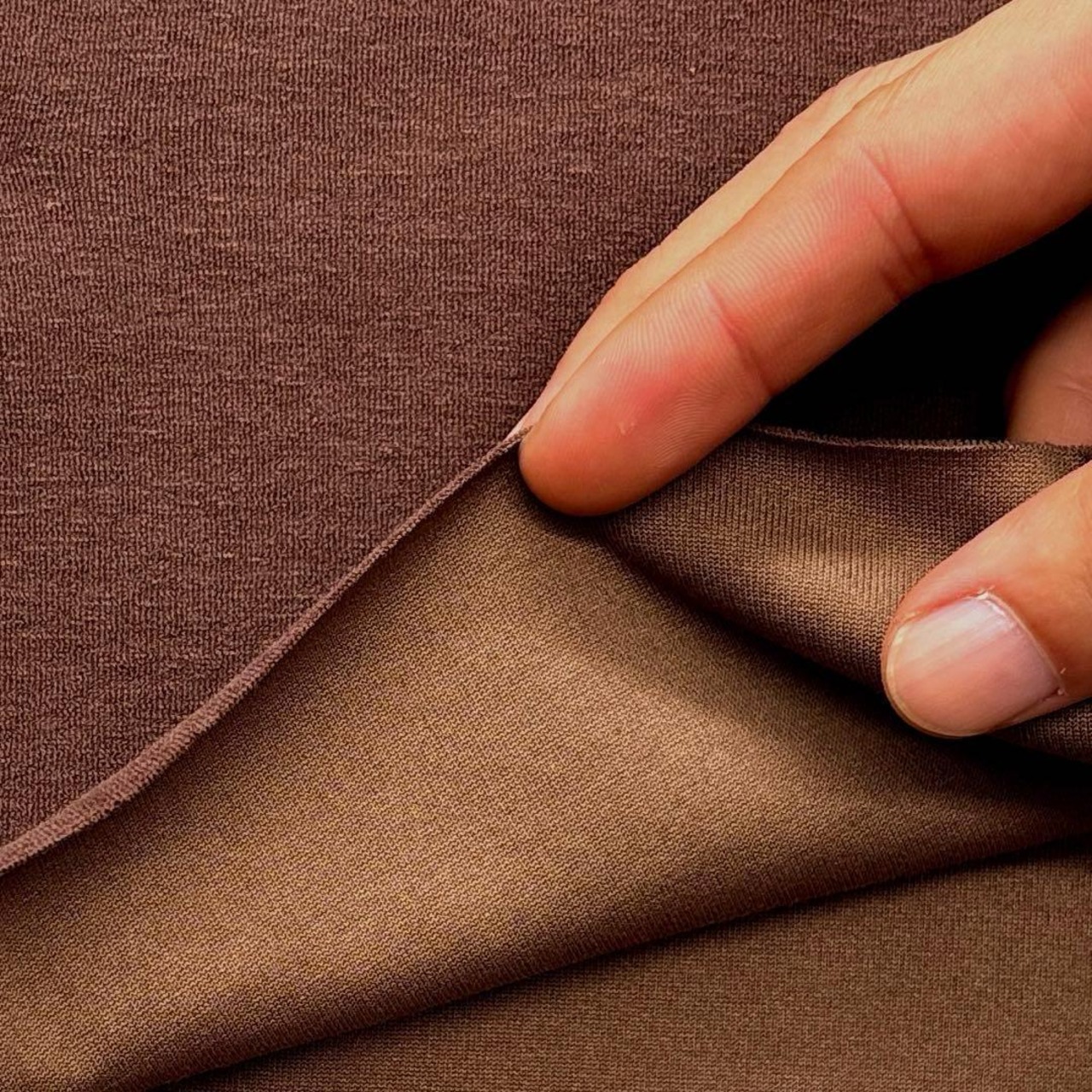 ★TB483◆2m◆綿ポリエステル混微起毛パイルニット生地◆ブラウン