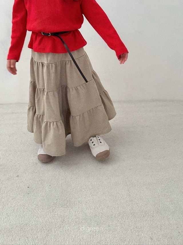 〘予約〙digreen / check ruffle skirt