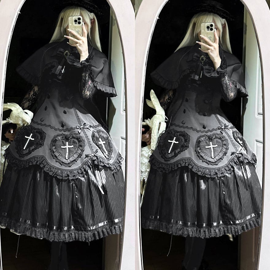 ゴスロリ ダークウィドウ 魔女 ケープ 病み可愛い ダークゴシック