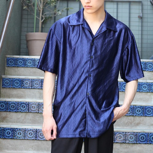 USA VINTAGE HALF SLEEVE WAVE PATTERNED DESIGN SHIRT/アメリカ古着半袖波柄デザインシャツ