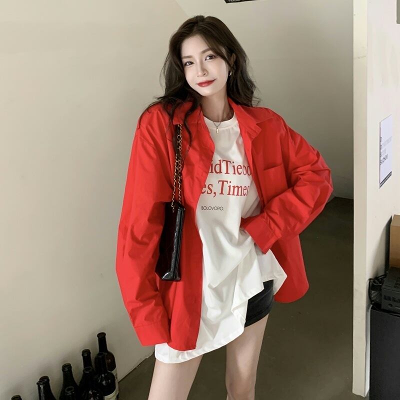 シャツ ジャケット スプリングオータムスタンダードスタイル レトロ 春物 秋物 試着室78332122594