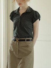 Colette Puff Sleeve Polo Top F0686