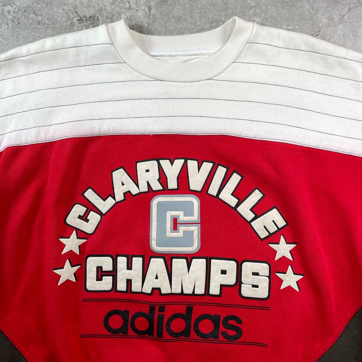 80年代 adidas アディダス CLAYVILLE CHAMPS 発砲プリント スウェット