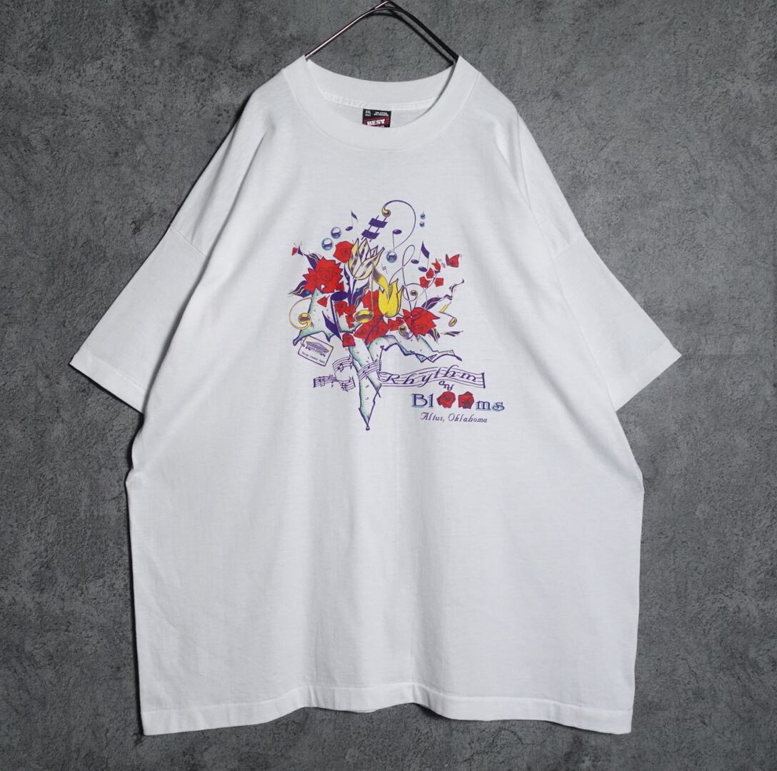 90s “FRUIT OF THE LOOM” White Music T-shirt