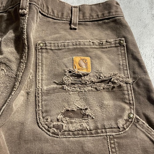 ダークブラウン ダブルニー Carhartt B136 DKB 36×32 詳細写真2