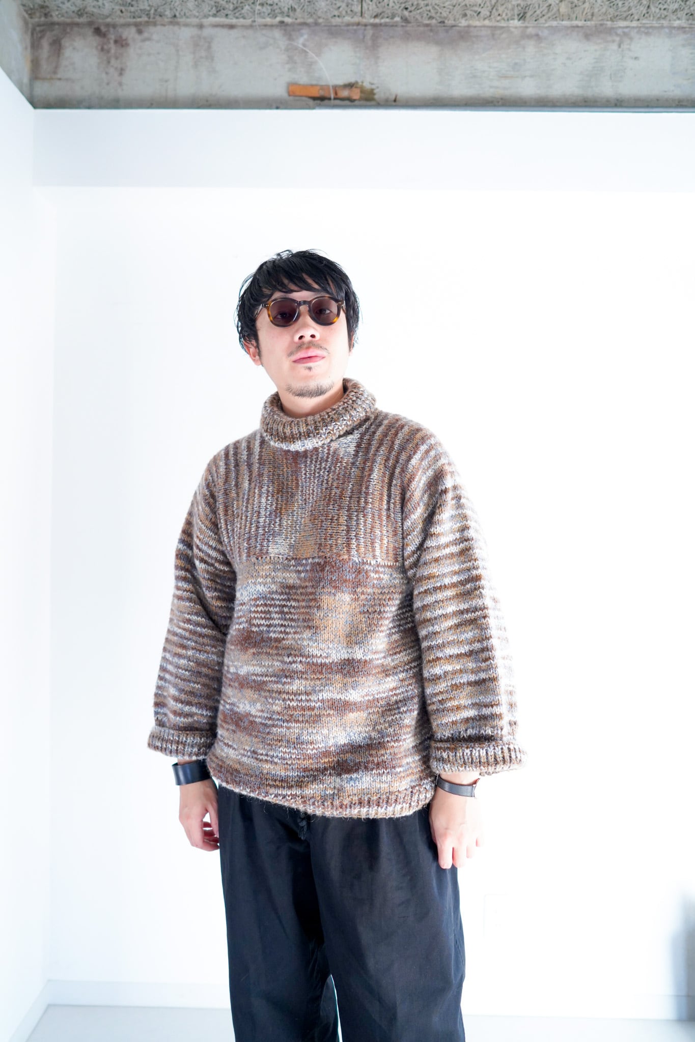 【1960s】"Homespun,Made in France" Europe Knitting Sweater / 5-396