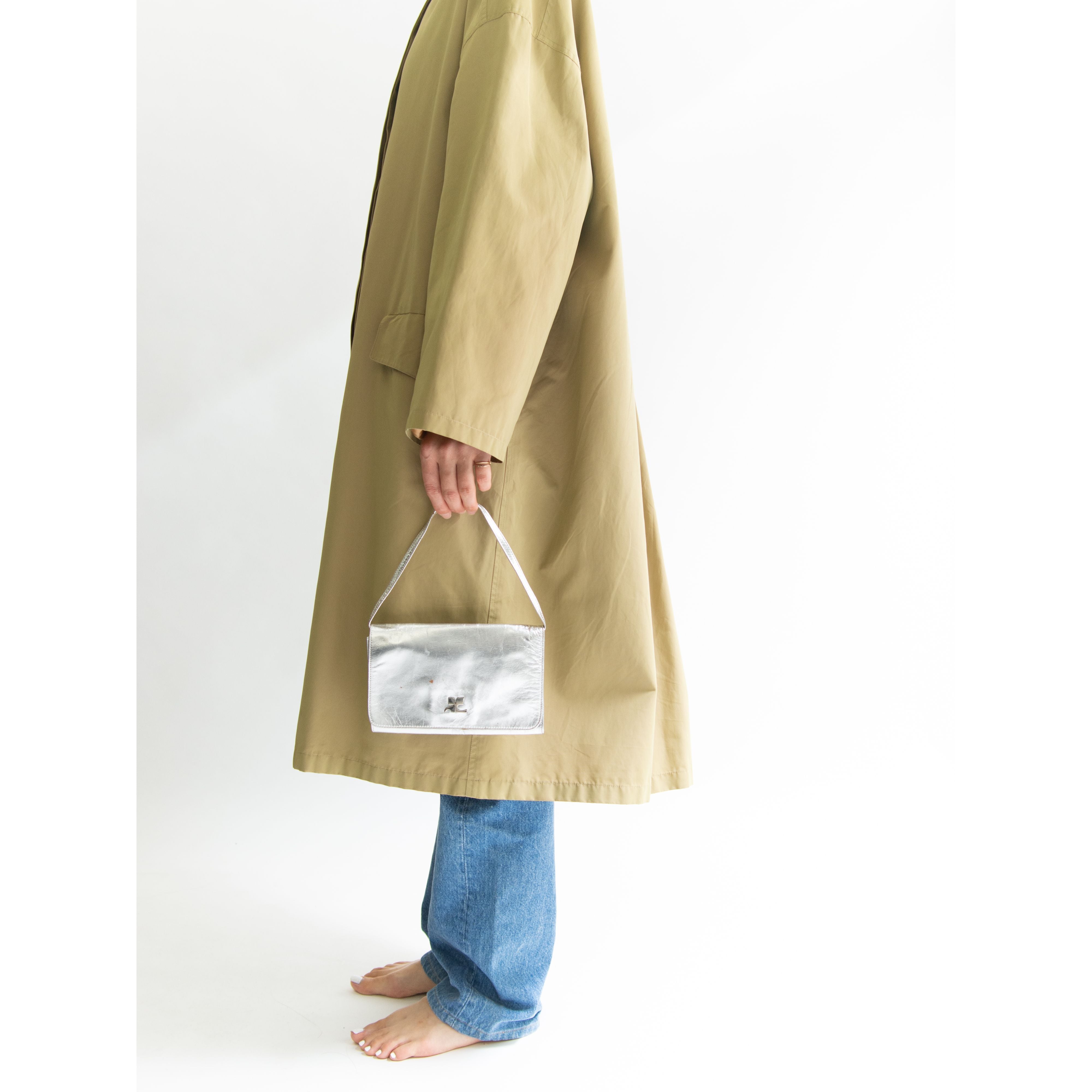 【Courreges paris】Made in France metallic leather mini bag（クレージュ フランス製 メタリック ミニハンドバッグ ）10b