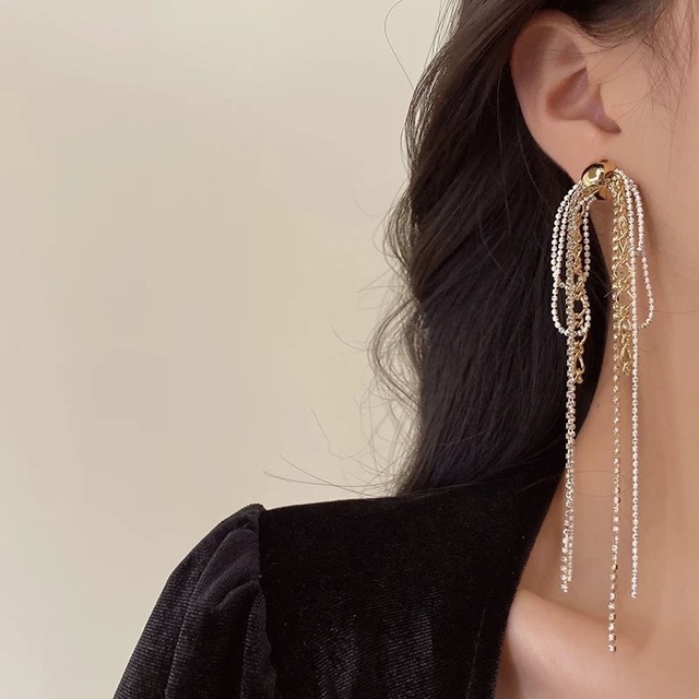 Sliver gold mix pierce /ゴールドシルバーMIX ロングピアス　ニュアンス　デザインピアス　S925  ニュアンス　存在感ピアス　LL23101102