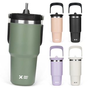 【在庫のみ】SKIASE タンブラー ストロー付き 600ml 水筒 ウォーターボトル 真空断熱 保温 保冷 ステンレスボトル 広口 直飲み 蓋付き アウトドア 取っ手付き 持ち運び こぼれない グリーン