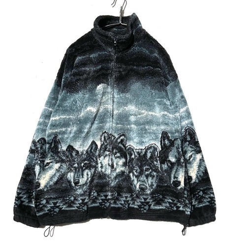 [Cobblestone Canyon - Made In USA] Vintage Animal Pattern Fleece Jacket [1990s-] Vintage Fleece Jacket