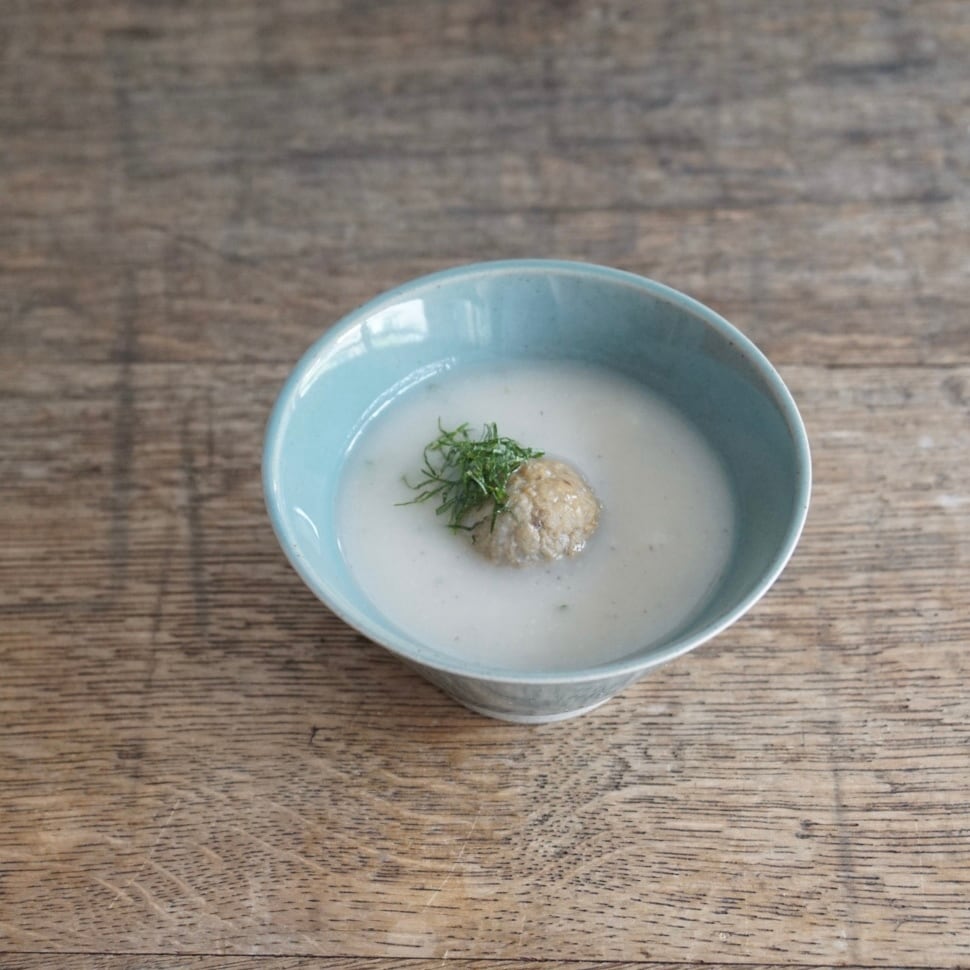 イワシとあじの焼きつみれ - きのこと野菜のすりながし -