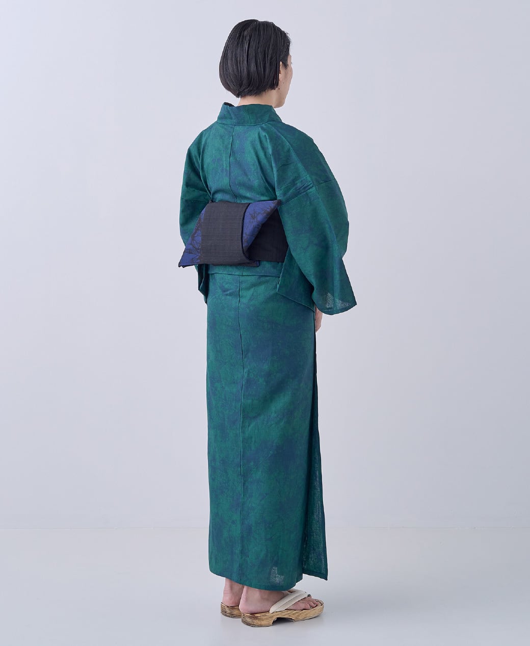浴衣/coten/麦とホップ/身幅たっぷりサイズ YUKATA 籠染 深緑 | KIRISEN 桐染