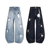 ストリート キーホルダー付きデニムパンツ P328