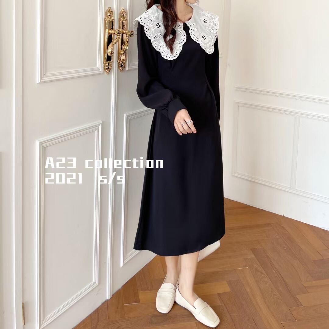 スカラップ刺繍カラー　ワンピース  AJ3396-D01