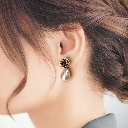 1232】ボトル型クリームソーダのピアス／イヤリング デザイン パール