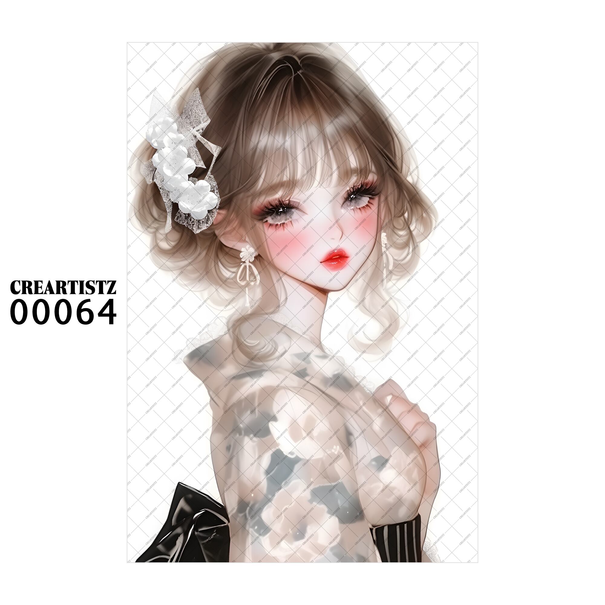 00064 ガール キュート オリジナル ペーパー/ステッカー 4枚セット CREARTISTZ