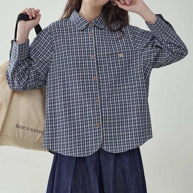 チェック柄ロングスリーブシャツ　M1035