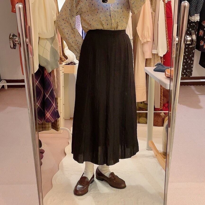 black line sheer long skirt