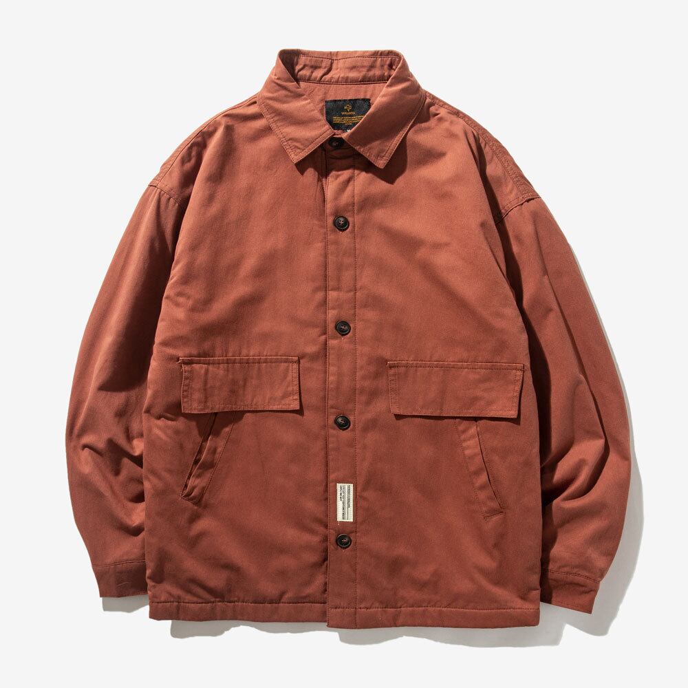 Road Vintageeseレトロプラスベルベット厚手のカジュアルジャケット男性ユースルーズマルチポケット無地ツーリングジャケット-Alibaba ソリッドカラー ビンテージ ポケット多め hip6-161194345517249