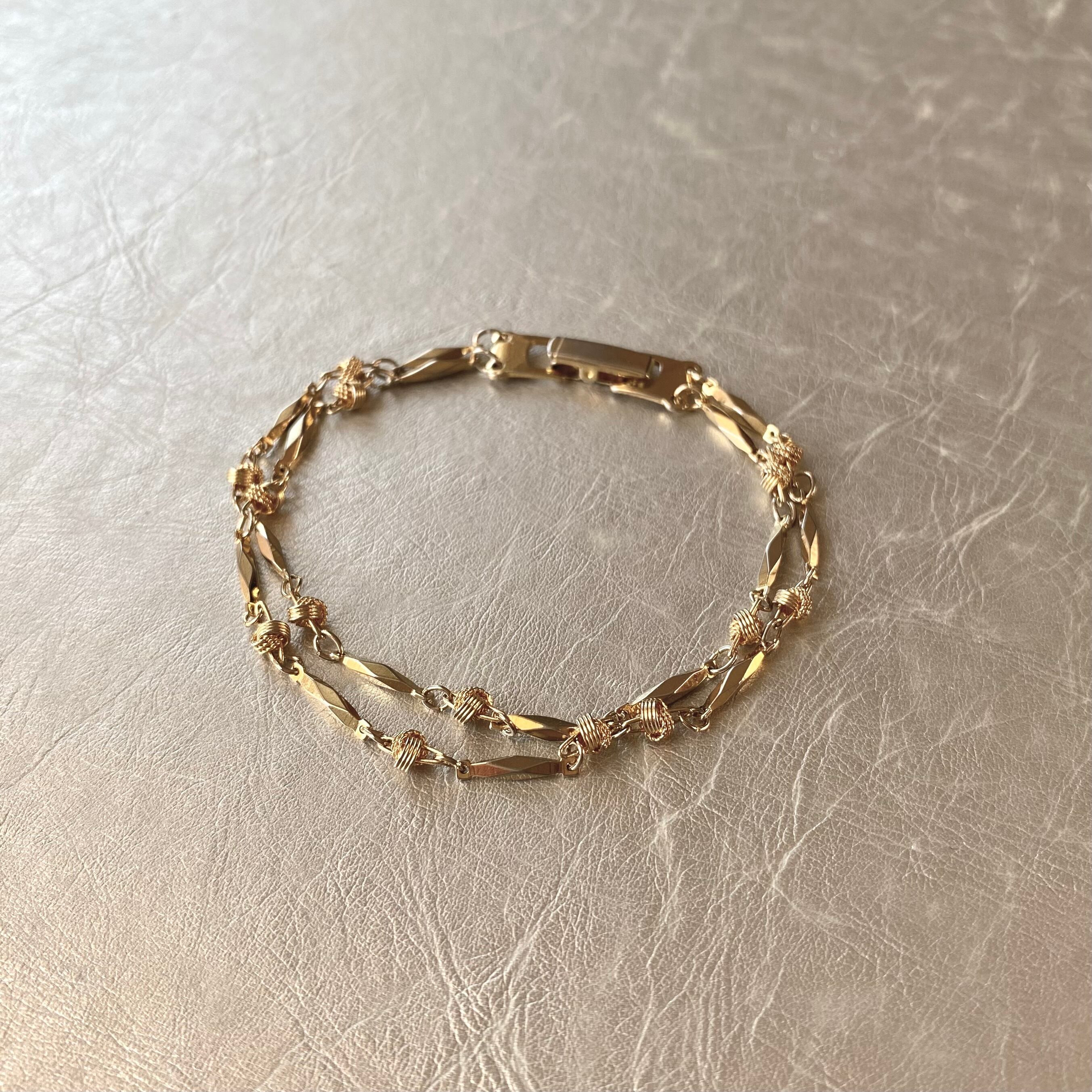 Vintage 80s retro double gold chain bracelet レトロ ヴィンテージ