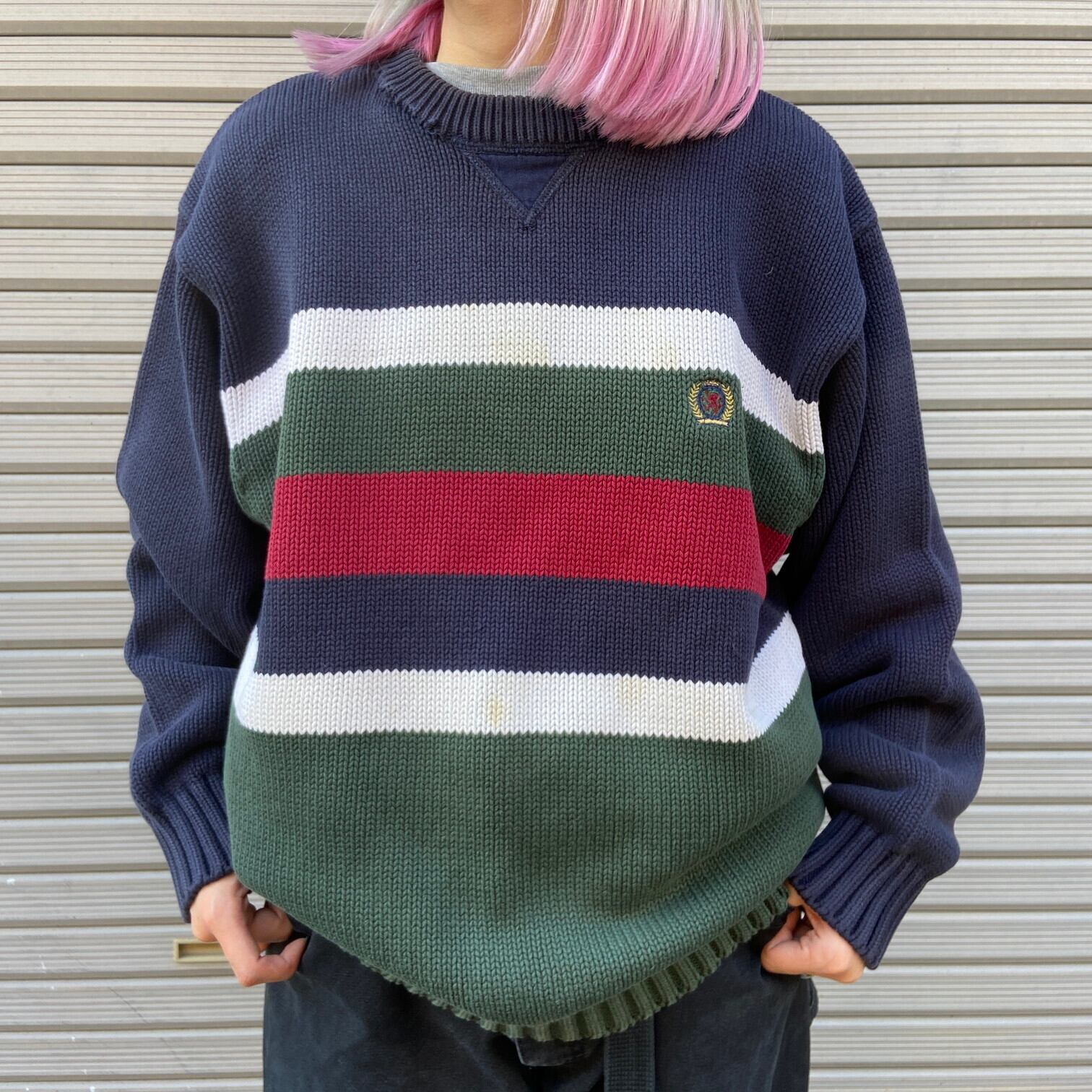 90年代 TOMMY HILFIGER トミーヒルフィガー ボーダー コットンニット 