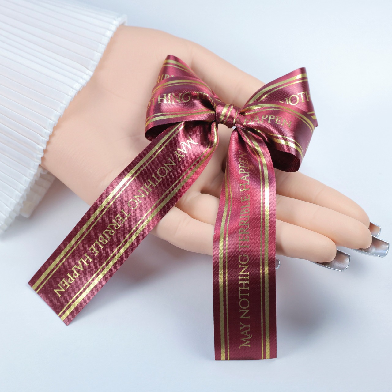 ギフトリボン Little Curse   Bordeaux Red/Gold Foil