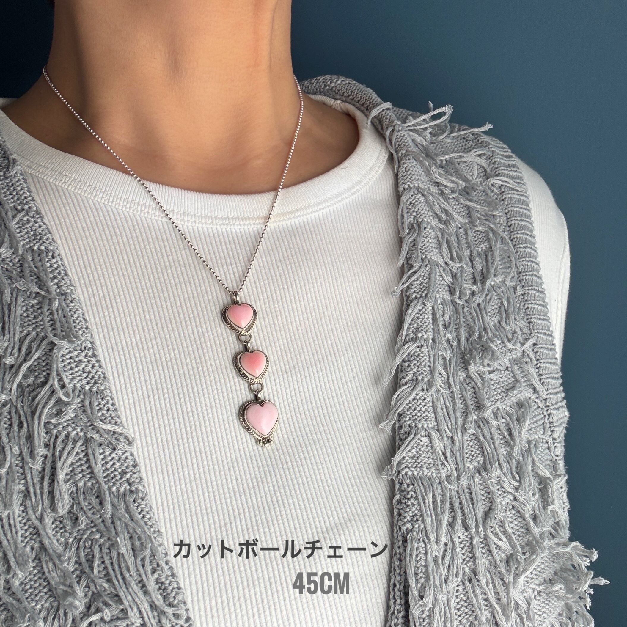 Indian Jewelry》 3連 ラージサイズ ハート コンクシェル ペンダント