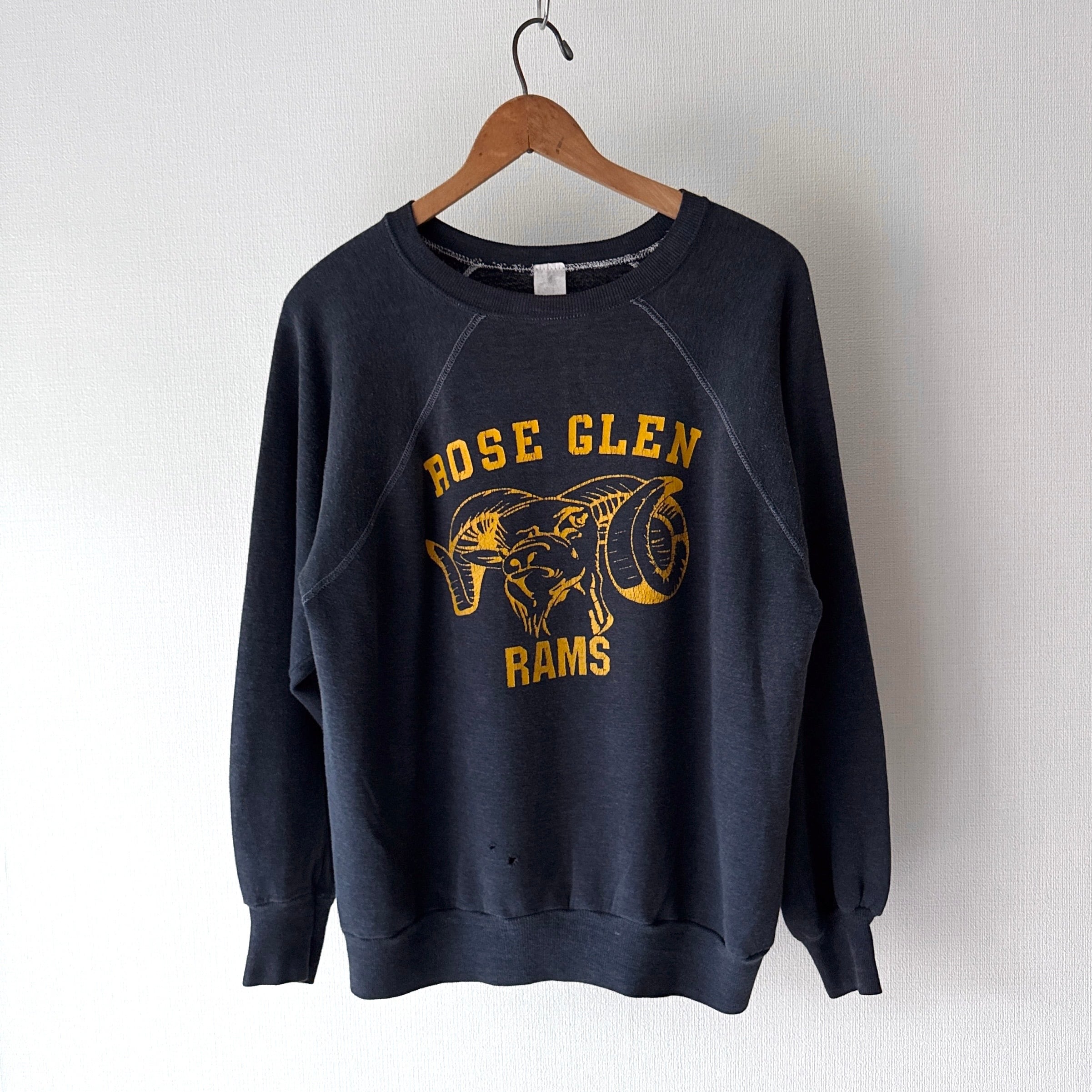 70's ROSE GLEN RAMS Raglan Sleeve College Sweat ラグランスウェット