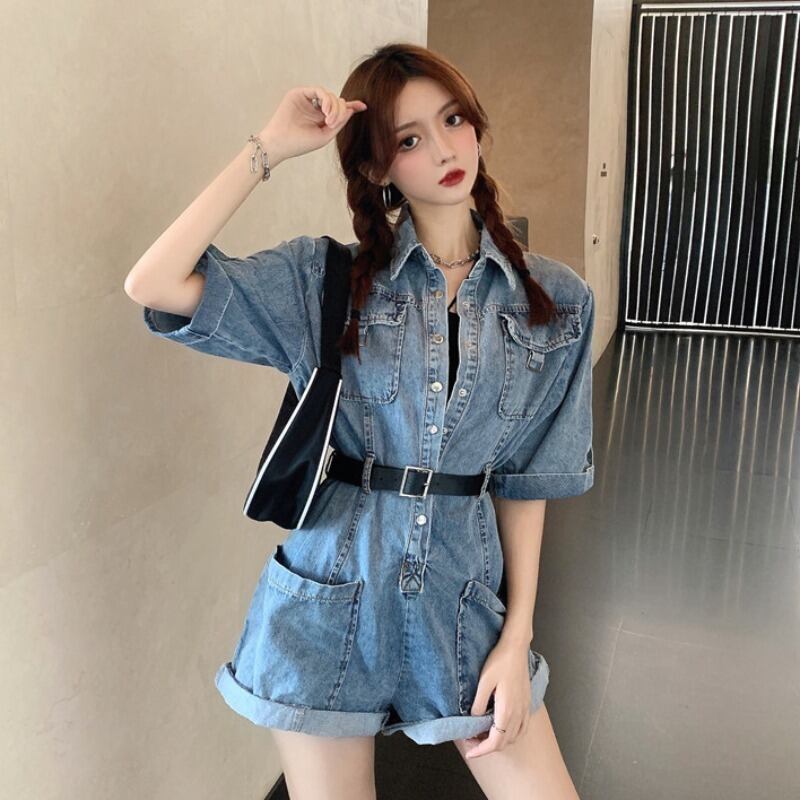 パンツ サマースタイルスタンダードジャンプスーツ オールインワン ハイウェストウェスト薄手レッド レトロ 夏物 YY-ファッション54851493324