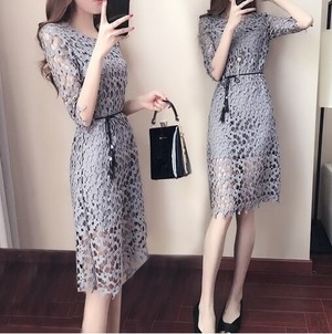 ★送料無料★11号(L)☆五分袖レース仕様の美しいワンピース(OPN5606) 