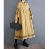 刺繍アクセント ロング ワンピース 00329