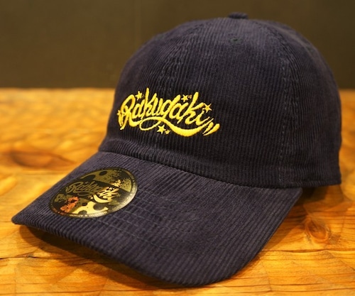 RAKUGAKI 2017 Corduroy Main Logo Dad Cap Navy x Yellow Gold