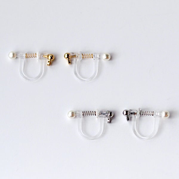 樹脂製ねじバネ式イヤリング(金色)(銀色)（ PP-006 ） | +Beads(プラス