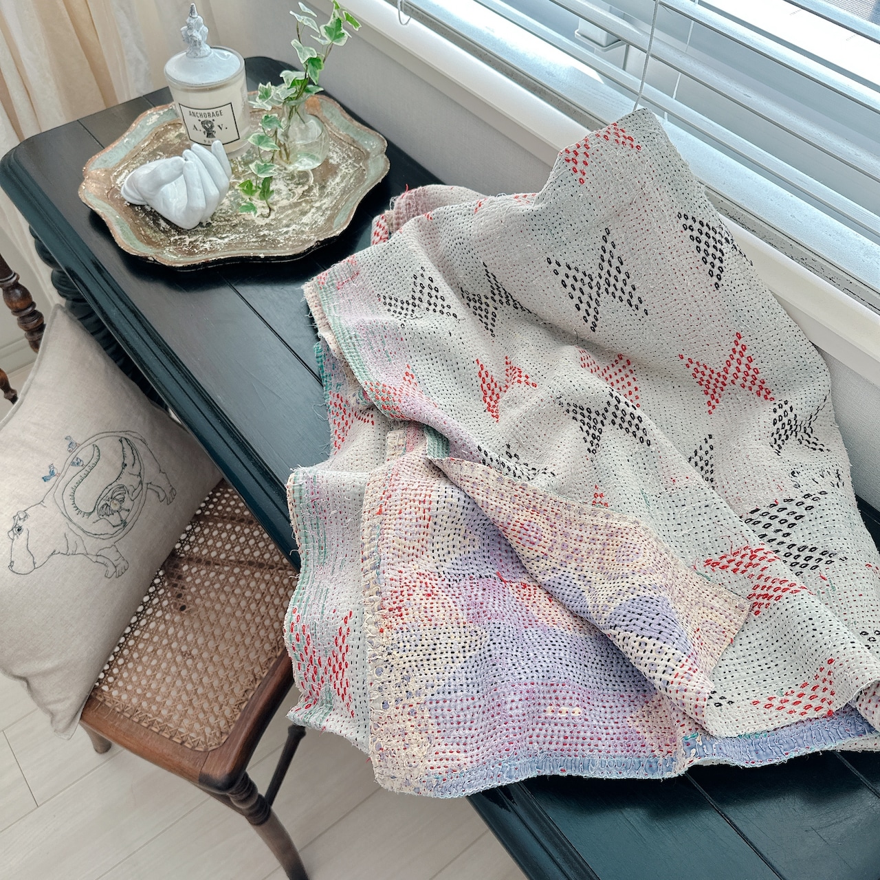 インド ヴィンテージカンタキルト VK009 | 168cm × 223cm