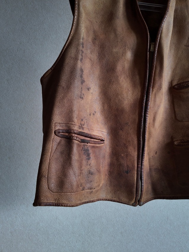 1930s ZIP UP LEATHER VEST