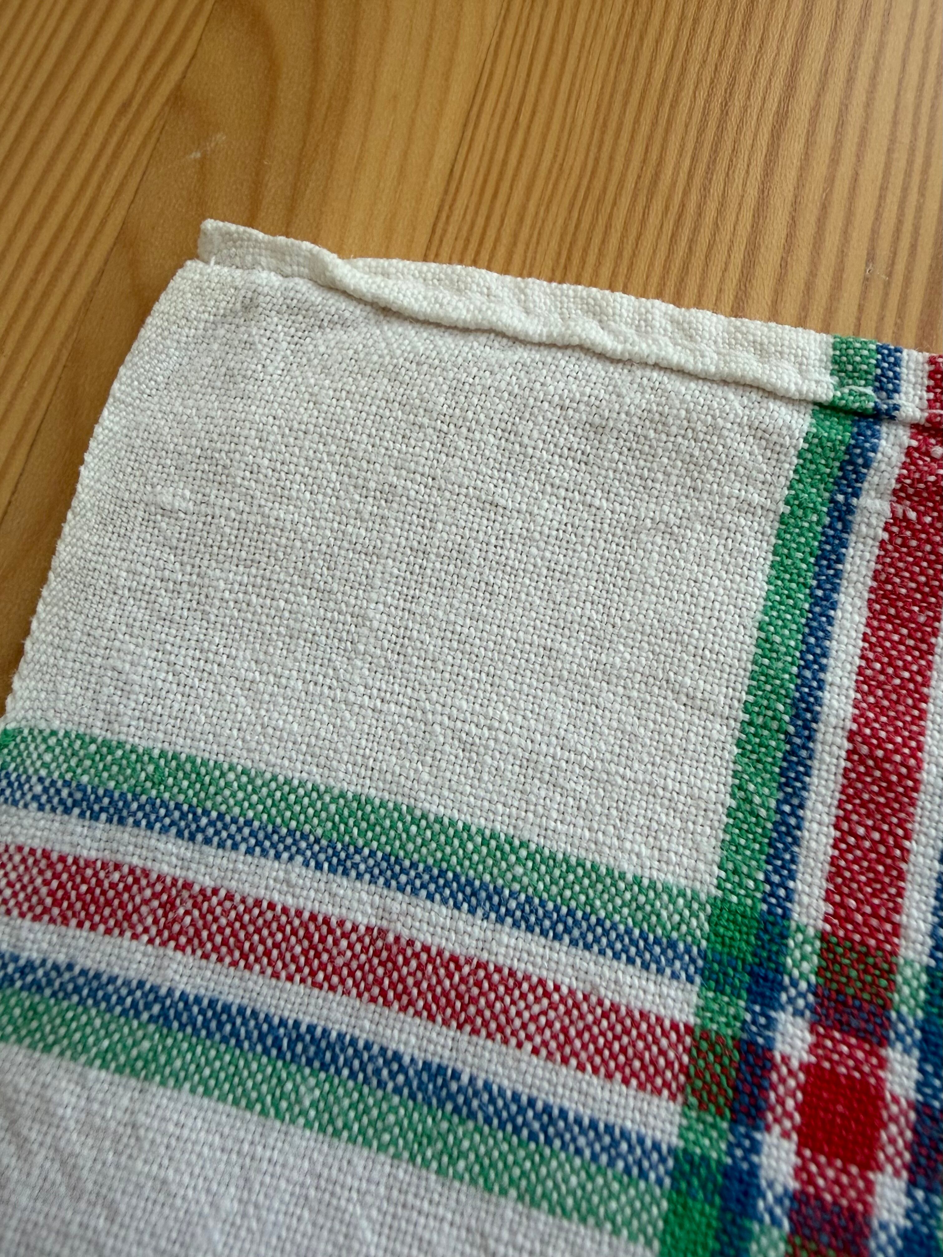 赤・緑・青ライン リネントルション（イニシャル刺繍入り／france