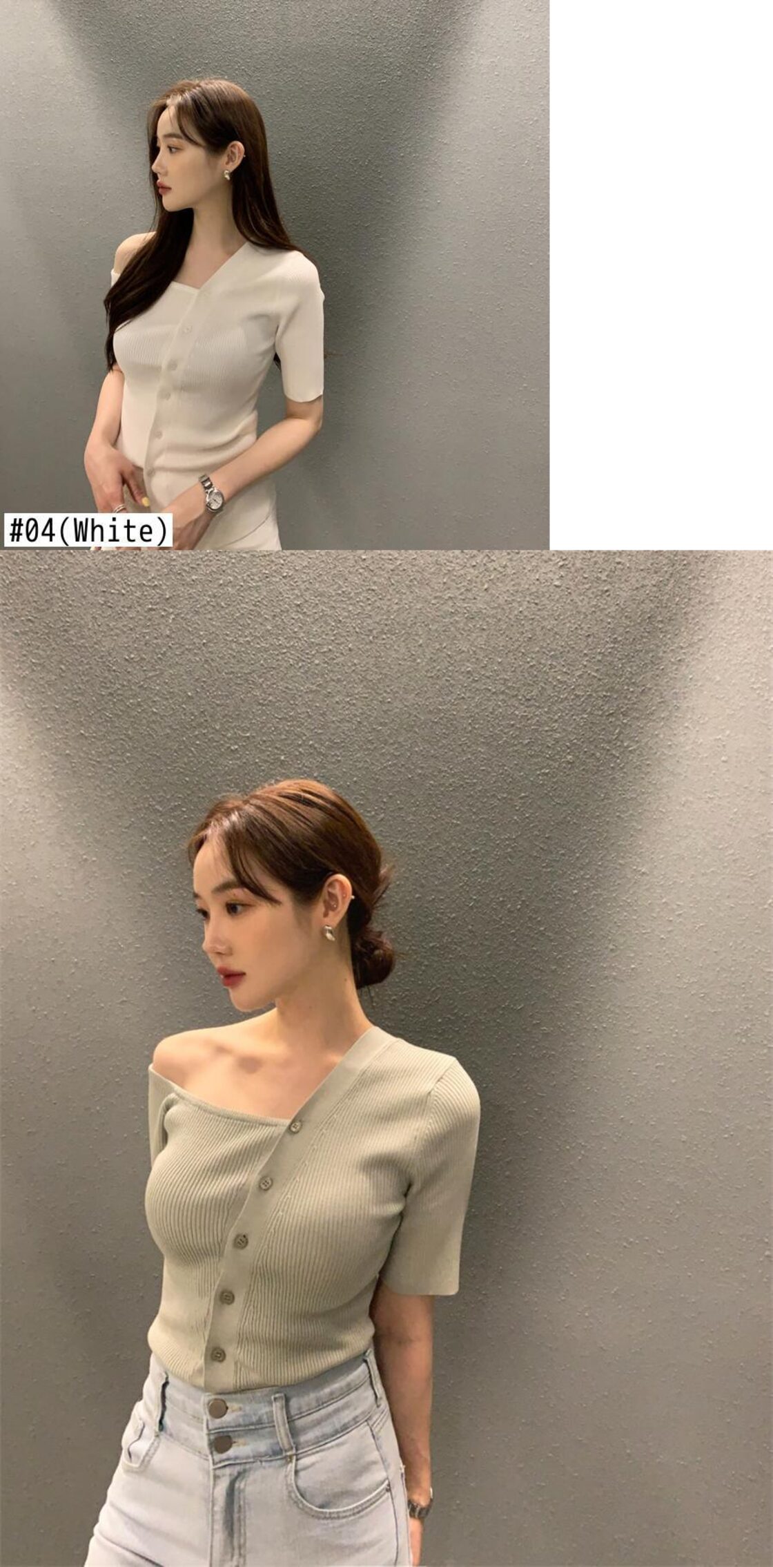 Neploe シックな斜め衿オフショルダーセーターシングルブレストOL服 