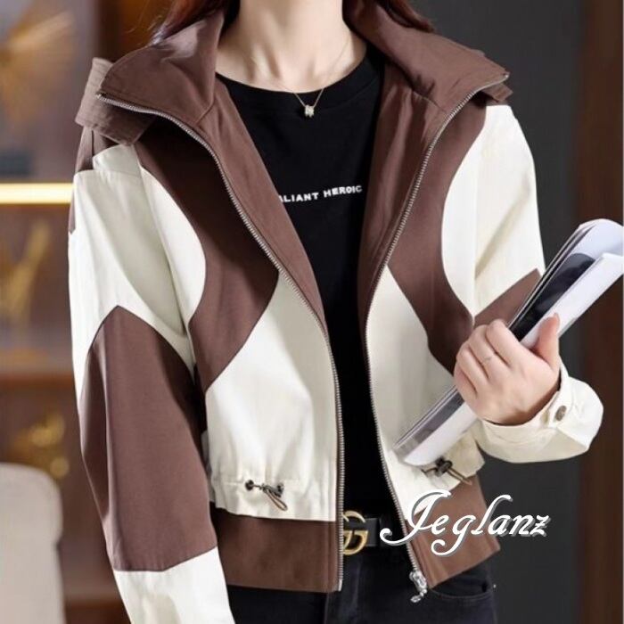 バイカラー ブルゾン ジャケット 羽織り フーディ ジップアップ(MA789)τ