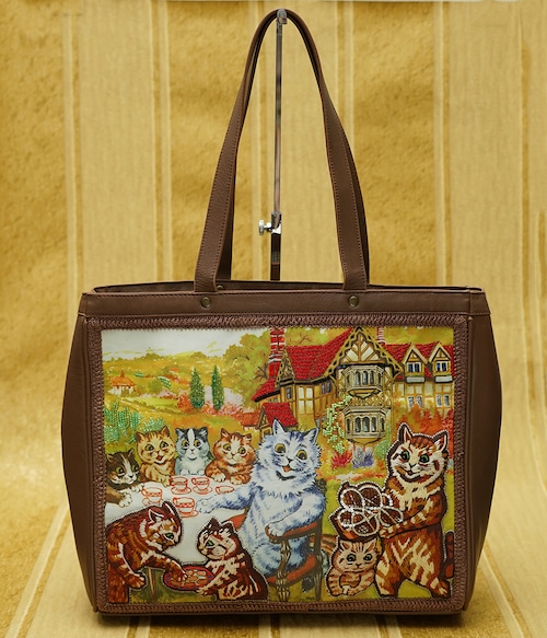 刺繍トートバッグ Louis Wain The Cats Tea Party (Brown)