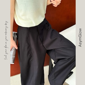 ハイウエストセンタープレスワイドレッグパンツ A00396