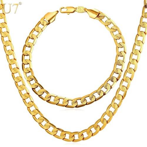 メンズ ネックレス ブレスレット ジュエリーセット カラー キューバ リンク チェーン セット パーティー 80002064